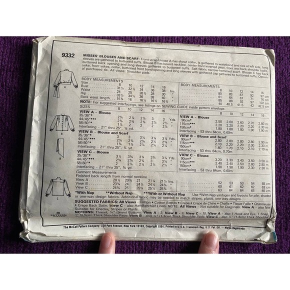 McCalls 9332 wrap pleat fron blouse top sz 14 - Picture 3 of 5
